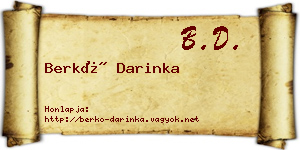 Berkó Darinka névjegykártya